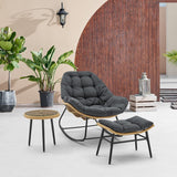 Benson 3-Piece Patio Rocking Chair with Ottoman and Table  in Grey OD-CV024-GY Manhattan Comfort