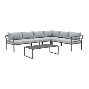 Sunnyside Corner Patio Conversation Set with Table in Grey on Grey OD-CV026-GY Manhattan Comfort