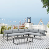 Sunnyside Corner Patio Conversation Set with Table in Grey on Grey OD-CV026-GY Manhattan Comfort