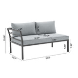 Sunnyside Corner Patio Conversation Set with Table in Grey on Grey OD-CV026-GY Manhattan Comfort