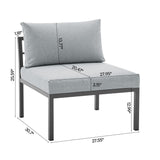 Sunnyside Corner Patio Conversation Set with Table in Grey on Grey OD-CV026-GY Manhattan Comfort