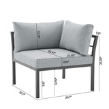 Sunnyside Corner Patio Conversation Set with Table in Grey on Grey OD-CV026-GY Manhattan Comfort