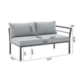 Sunnyside Corner Patio Conversation Set with Table in Grey on Grey OD-CV026-GY Manhattan Comfort