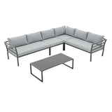 Sunnyside Corner Patio Conversation Set with Table in Grey on Grey OD-CV026-GY Manhattan Comfort