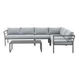 Sunnyside Corner Patio Conversation Set with Table in Grey on Grey OD-CV026-GY Manhattan Comfort