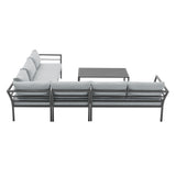 Sunnyside Corner Patio Conversation Set with Table in Grey on Grey OD-CV026-GY Manhattan Comfort