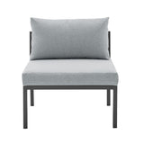 Sunnyside Corner Patio Conversation Set with Table in Grey on Grey OD-CV026-GY Manhattan Comfort