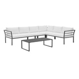 Sunnyside Corner Patio Conversation Set with Table in Grey on White  OD-CV026-WH Manhattan Comfort