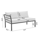 Sunnyside Corner Patio Conversation Set with Table in Grey on White  OD-CV026-WH Manhattan Comfort