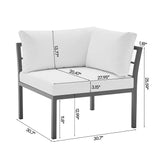 Sunnyside Corner Patio Conversation Set with Table in Grey on White  OD-CV026-WH Manhattan Comfort