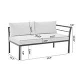 Sunnyside Corner Patio Conversation Set with Table in Grey on White  OD-CV026-WH Manhattan Comfort