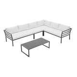 Sunnyside Corner Patio Conversation Set with Table in Grey on White  OD-CV026-WH Manhattan Comfort