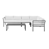 Sunnyside Corner Patio Conversation Set with Table in Grey on White  OD-CV026-WH Manhattan Comfort