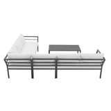 Sunnyside Corner Patio Conversation Set with Table in Grey on White  OD-CV026-WH Manhattan Comfort