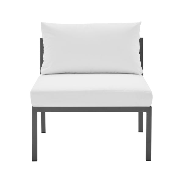 Sunnyside Corner Patio Conversation Set with Table in Grey on White  OD-CV026-WH Manhattan Comfort