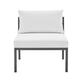 Sunnyside Corner Patio Conversation Set with Table in Grey on White  OD-CV026-WH Manhattan Comfort