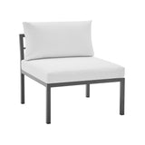 Sunnyside Corner Patio Conversation Set with Table in Grey on White  OD-CV026-WH Manhattan Comfort