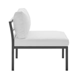 Sunnyside Corner Patio Conversation Set with Table in Grey on White  OD-CV026-WH Manhattan Comfort