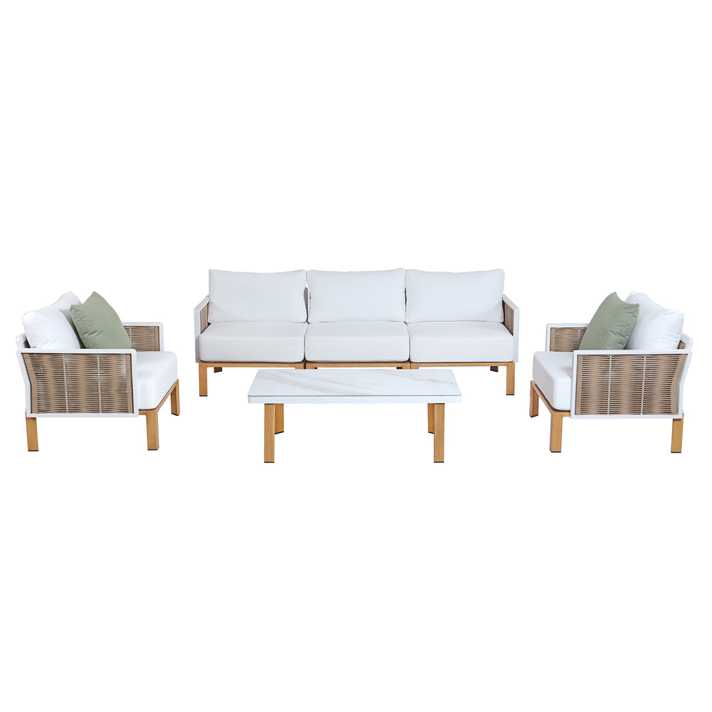 Vine 4-Piece Patio Conversation Set in Cream OD-CV029-CR Manhattan Comfort