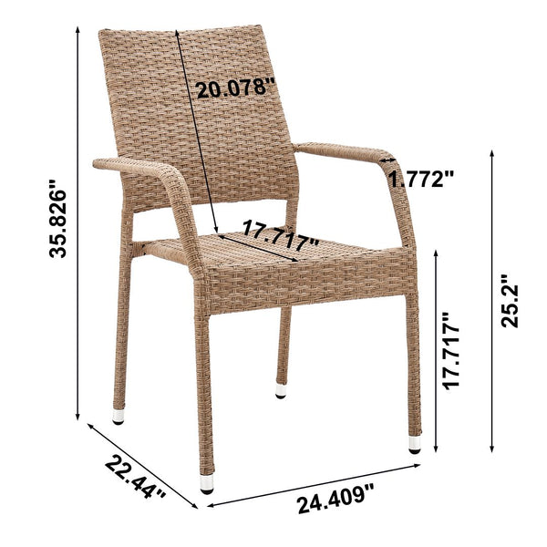Manhattan Comfort Genoa Modern Patio Dining Armchair Nature Tan Weave OD-DC002-NE