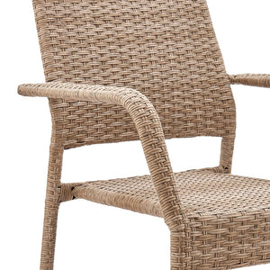 Manhattan Comfort Genoa Modern Patio Dining Armchair Nature Tan Weave OD-DC002-NE