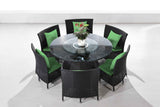 Manhattan Comfort Nightingdale Mid-Century Modern Outdoor Dining Set Green and Black OD-DS001-GR