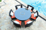 Manhattan Comfort Nightingdale Mid-Century Modern Outdoor Dining Set Orange, White and Black OD-DS001-OR