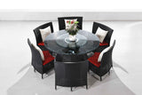 Manhattan Comfort Nightingdale Mid-Century Modern Outdoor Dining Set Red, White and Black OD-DS001-RD
