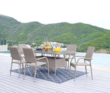 Manhattan Comfort Genoa Modern Patio Dining Table Nature Tan Weave OD-DT002-NE