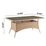 Manhattan Comfort Genoa Modern Patio Dining Table Nature Tan Weave OD-DT002-NE