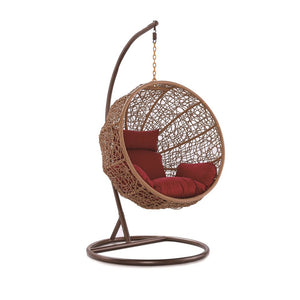 Zolo Hanging Lounge Egg Swing Chair in Red and Saddle Brown OD-HC001-RD Manhattan Comfort