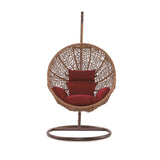 Zolo Hanging Lounge Egg Swing Chair in Red and Saddle Brown OD-HC001-RD Manhattan Comfort