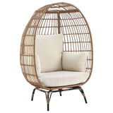 Manhattan Comfort Spezia Modern Patio Freestanding Egg Chair Tan and Cream OD-HC002-CR