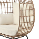 Manhattan Comfort Spezia Modern Patio Freestanding Egg Chair Tan and Cream OD-HC002-CR