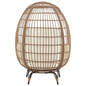 Manhattan Comfort Spezia Modern Patio Freestanding Egg Chair Tan and Cream OD-HC002-CR