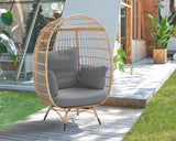 Manhattan Comfort Spezia Modern Patio Freestanding Egg Chair Tan and Grey OD-HC002-GY