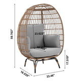 Manhattan Comfort Spezia Modern Patio Freestanding Egg Chair Tan and Grey OD-HC002-GY