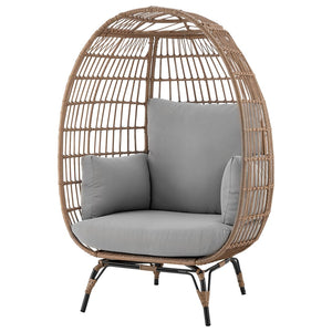 Manhattan Comfort Spezia Modern Patio Freestanding Egg Chair Tan and Grey OD-HC002-GY