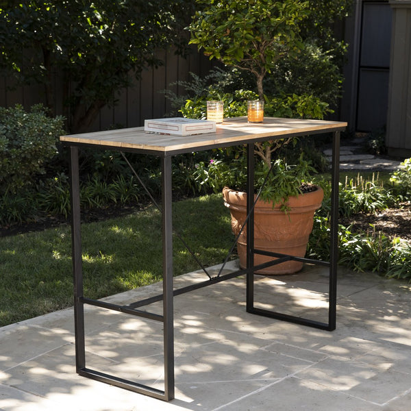 Safavieh Venallo Solid Acacia Wood Pub Table With Iron Frame For Patio Or Casual Dining OD1083029