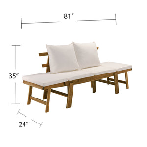 Safavieh Holly & Martin Dolavon Solid Acacia Convertible Patio Lounge Chair With Removable Cushions OD1089109