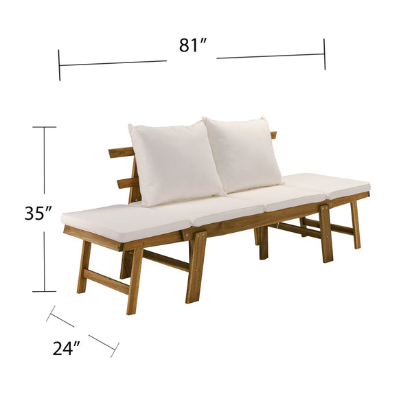 Safavieh Holly & Martin Dolavon Solid Acacia Convertible Patio Lounge Chair With Removable Cushions OD1089109