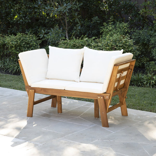 Safavieh Holly & Martin Dolavon Solid Acacia Convertible Patio Lounge Chair With Removable Cushions OD1089109