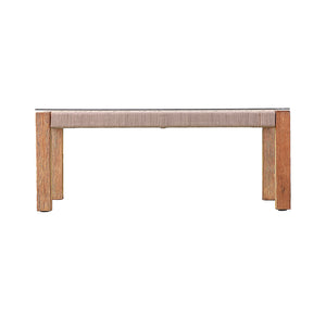 Safavieh Brendina Outdoor Acacia And Woven Rope Cocktail Table With Tempered Glass Patio Top OD1089300