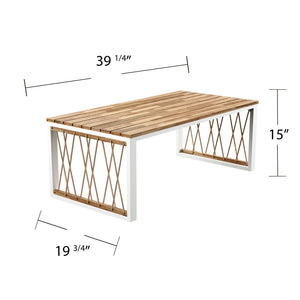 Safavieh Wallmond Outdoor Acacia Wood Cocktail Table With Rope Accents And Steel Frame NATURAL OD1140700