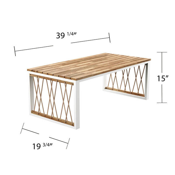 Safavieh Wallmond Outdoor Acacia Wood Cocktail Table With Rope Accents And Steel Frame NATURAL OD1140700