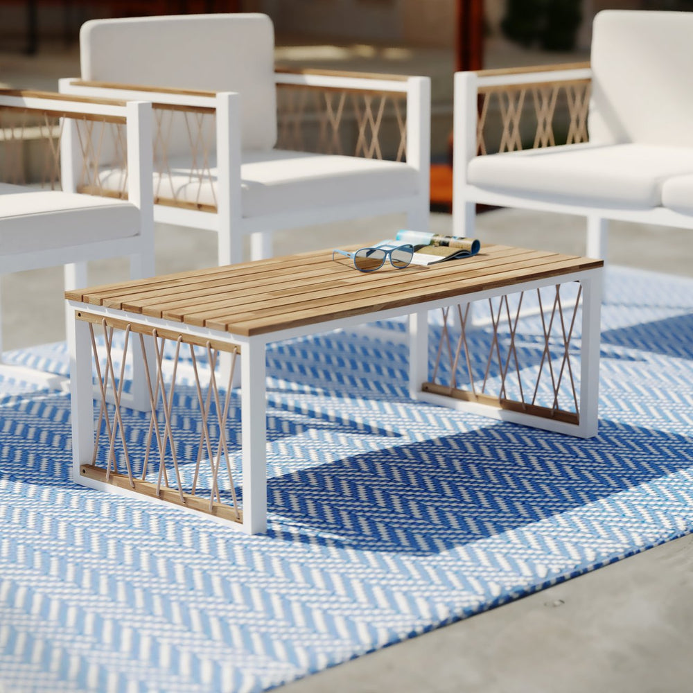Safavieh Wallmond Outdoor Acacia Wood Cocktail Table With Rope Accents And Steel Frame NATURAL OD1140700
