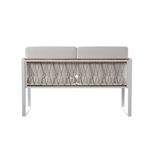 Safavieh Wallmond Outdoor Loveseat Acacia Wood And Powder Coated Steel Coastal Patio Settee NATURAL OD1140709