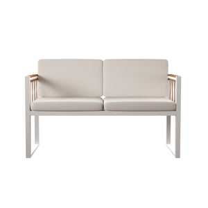Safavieh Wallmond Outdoor Loveseat Acacia Wood And Powder Coated Steel Coastal Patio Settee NATURAL OD1140709