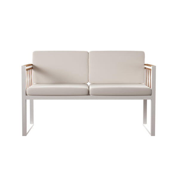 Safavieh Wallmond Outdoor Loveseat Acacia Wood And Powder Coated Steel Coastal Patio Settee NATURAL OD1140709