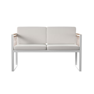 Safavieh Wallmond Outdoor Loveseat Acacia Wood And Powder Coated Steel Coastal Patio Settee NATURAL OD1140709